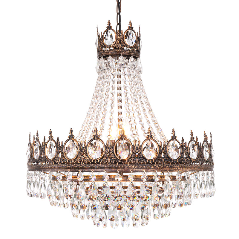 9-light Antique Farmhouse Chandelier, Bronze, 2 Tiers, No