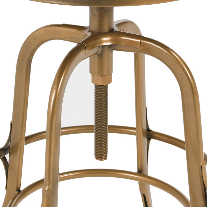 Swivel Solid Wood Adjustable Height Stool, Bronze