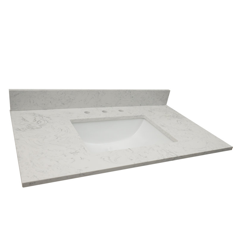 37 in. White Carrara Sky Marble Vanity Top with Undermount Sink
