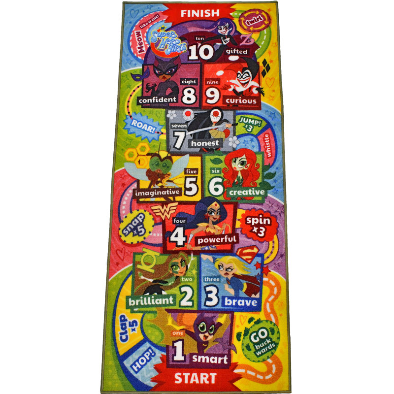 DC Super Hero Girls Educational Hopscotch Rug, 2' 7" x 6' 0"