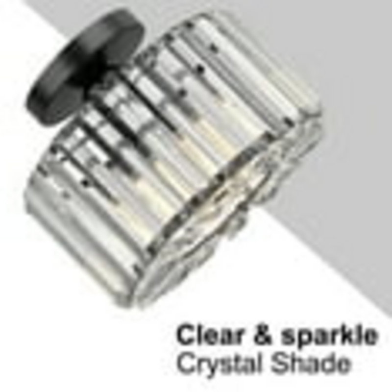 Semi Flush Mount Ceiling Light - Crystal Hallway Light Mini Chandelier For Bedroom, Black