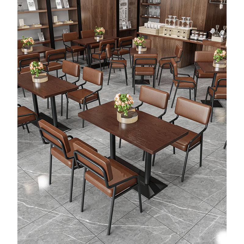 Chaise rembourrée en fer forgé pour la salle à manger, Brun