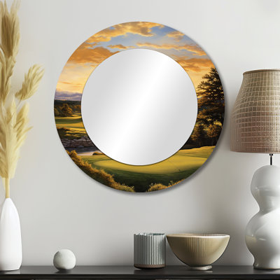 Golf Golden Hour Golf - Golf Decorative Mirror, Modern Round Wall Mirror, Printed Metal Art