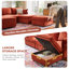 Canapé modulaire moderne réversible de 102 po de largeur avec repose-pieds en tissu chenille de qualité supérieure-952038365