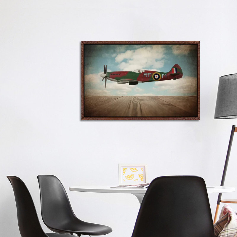 Spitfire - Print on Canvas, Classic Brown Wood Framed, 101.6 cm H x 66.04 cm W