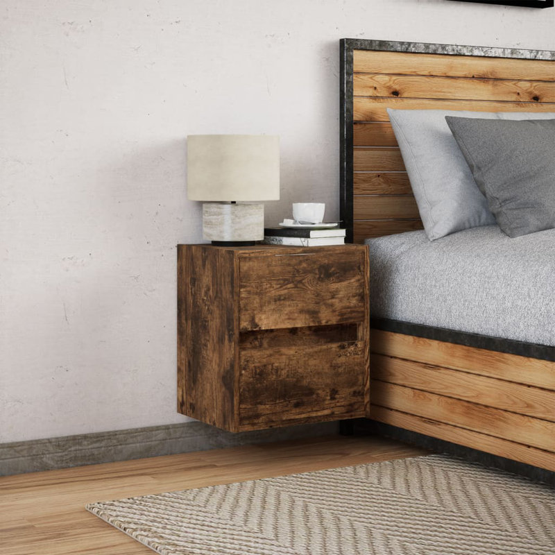 Coenraad 41cm W Bedside Table, Smoked Oak