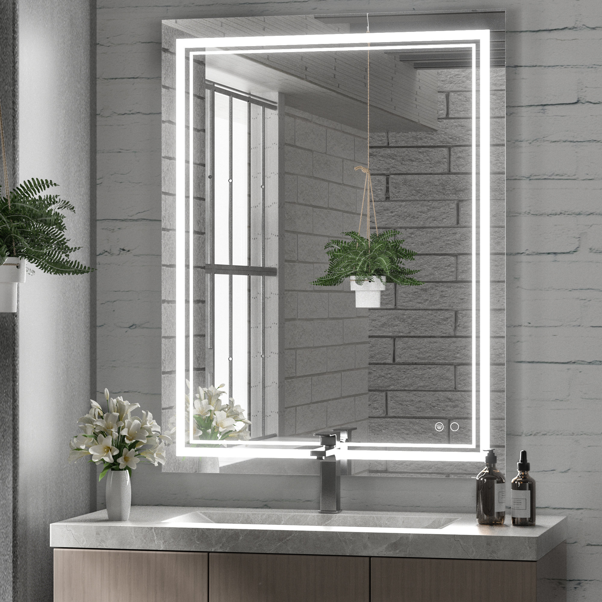 Orren Ellis Adorna Frameless LED Lighted Bathroom / Vanity Mirror with ...