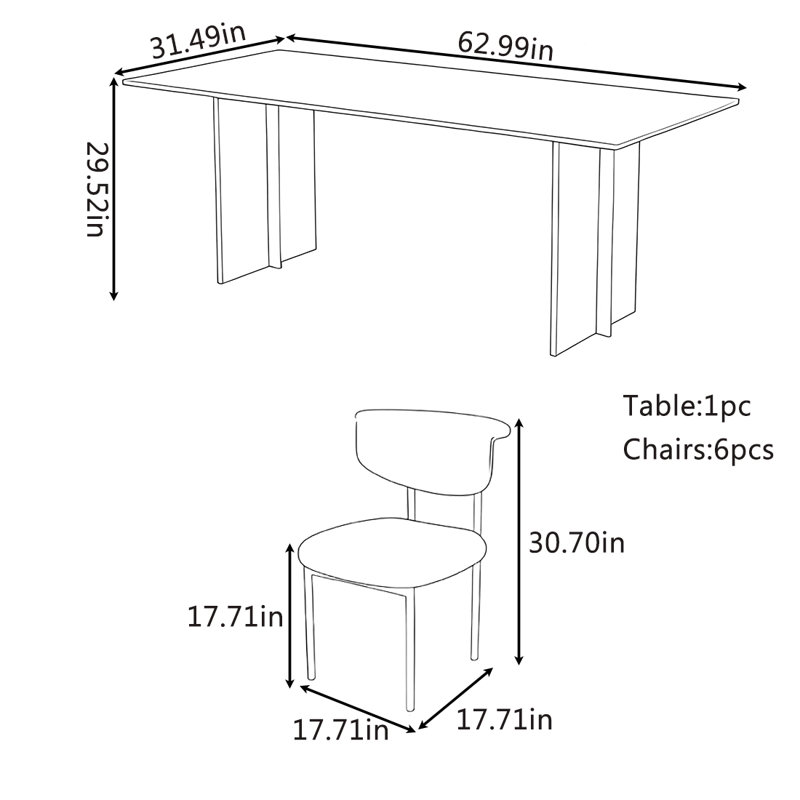Ensemble de table et chaises Wabi-sabi antique, H 29,52 po x L 62,99 po x l 31,49 po