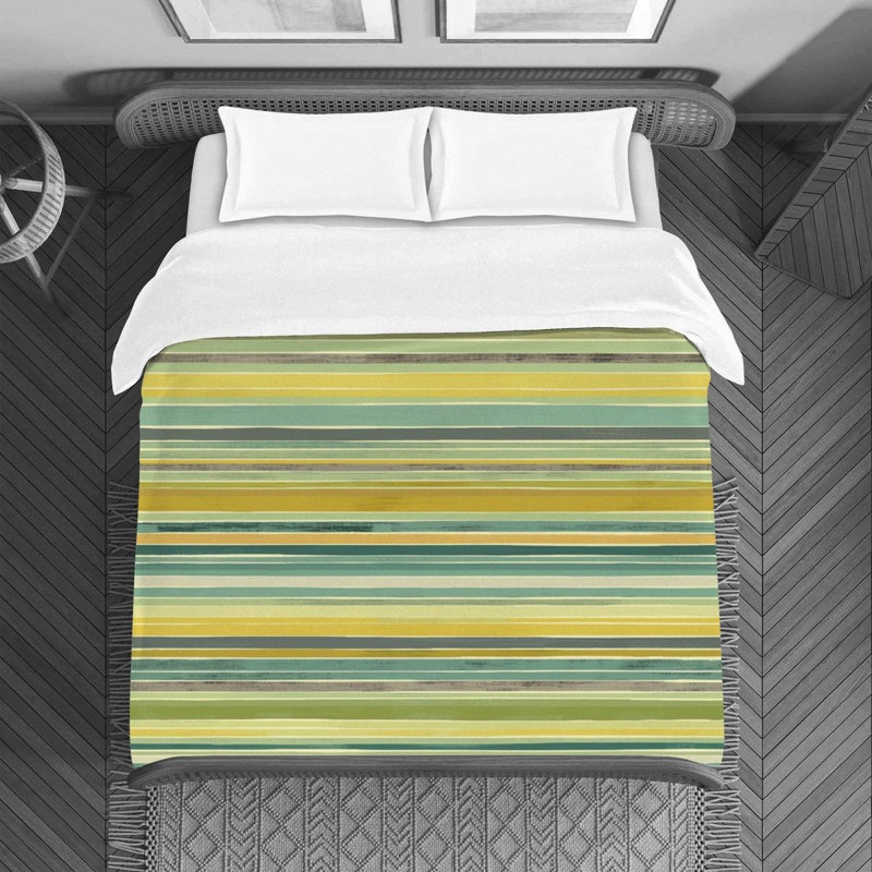 Machine Printed Duvet Cover, King Duvet Cover, Green/Yellow