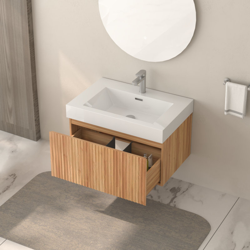 Meuble-lavabo mural 30 po avec lavabo et armoire flottante, 30"