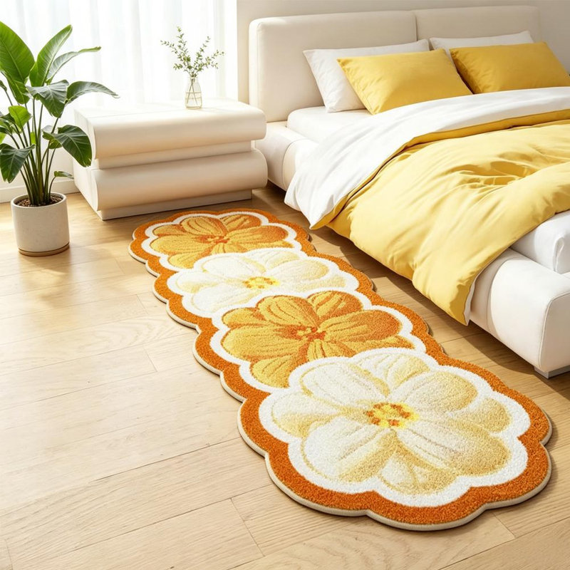 Tapis durable antidérapant à motif floral, B1 59x19.7in