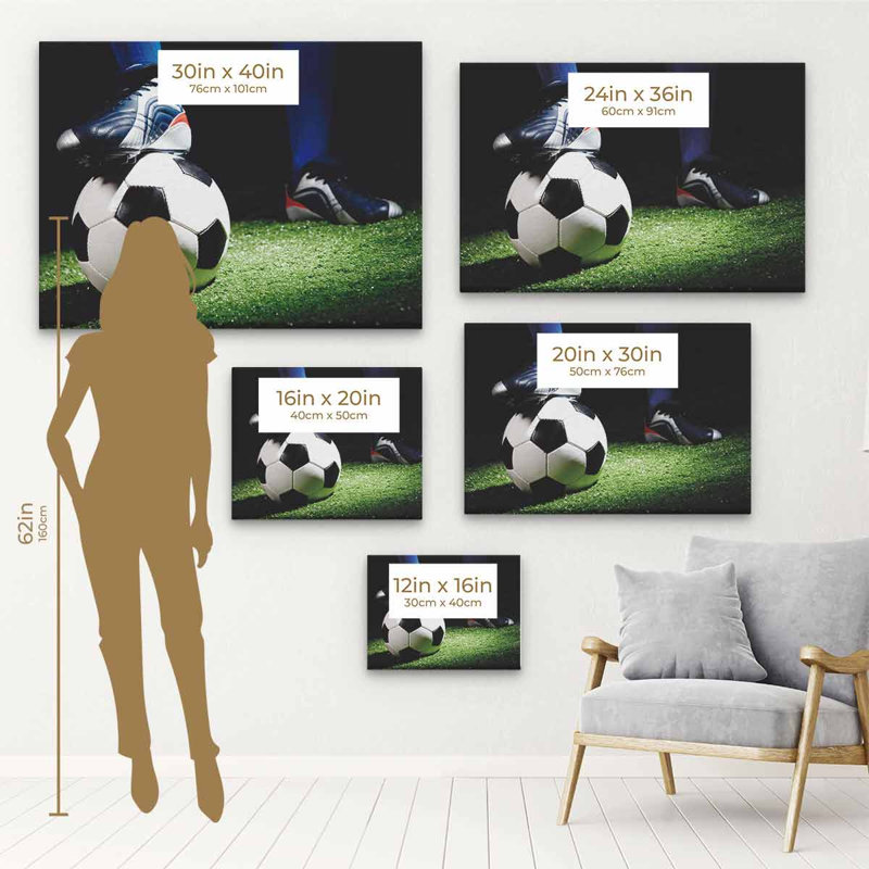 Football fidiane noir - photographie sur toile, H 12 po x l 16 po, Cadre noir