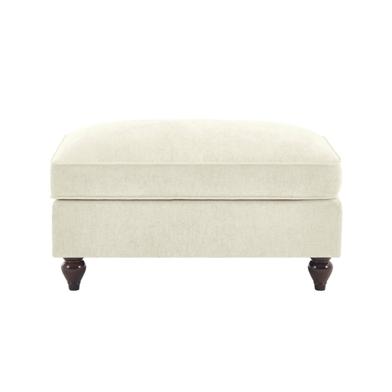 Repose-pieds en chenille beige et blanc, Beige / Blanc