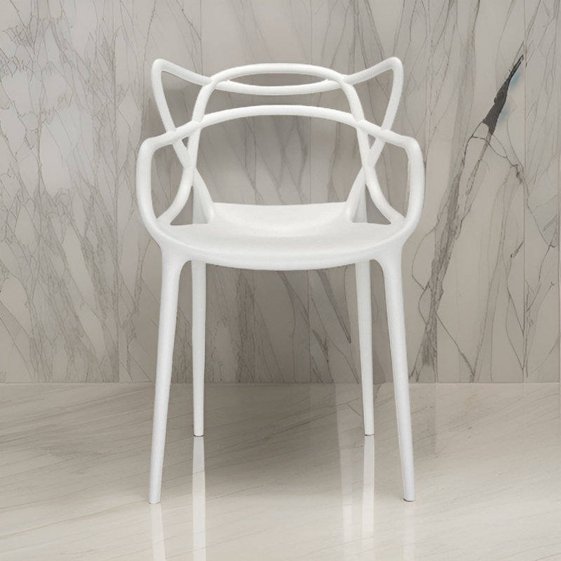 Fauteuil empilable à dossier croisé Brayven, Blanc