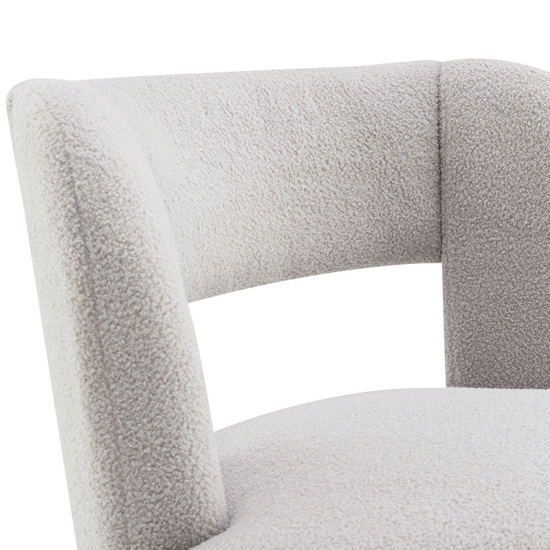 Fauteuil demi-tonneau pivotant en tissu Teddy, Ourson gris