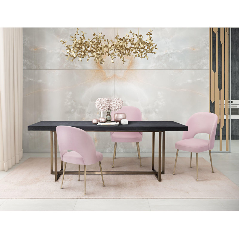 Chaise en velours Rizo Cognac, Velours rosé