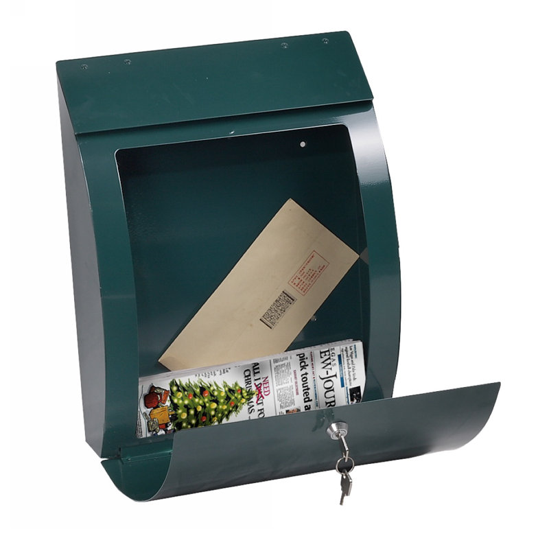 Metal Wall Mounted Post Box, Green