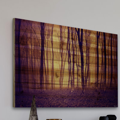 « crimson forest » par parvez taj,, reproduction d’art sur bois de pin naturel