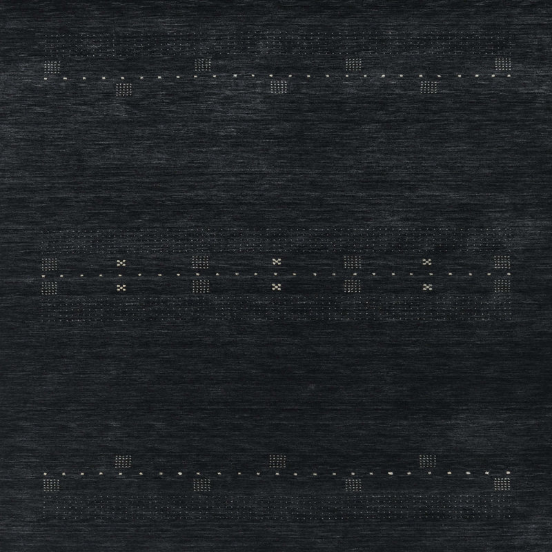 Tapis contemporain noir, Carré 8 pi x 8 pi