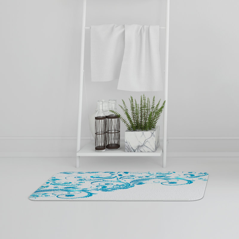 Akgül Memory Foam Non-Slip Bath Rug, Ocean Bloom