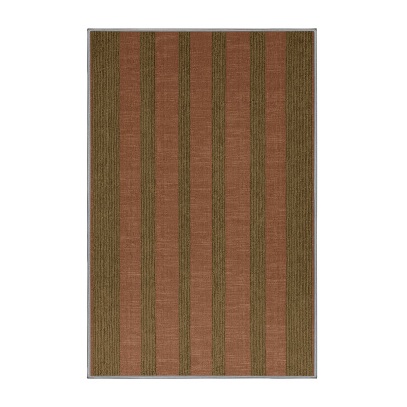 Tapis brun à carreaux lavable à la machine, Rectangle 5 pi x 7 pi