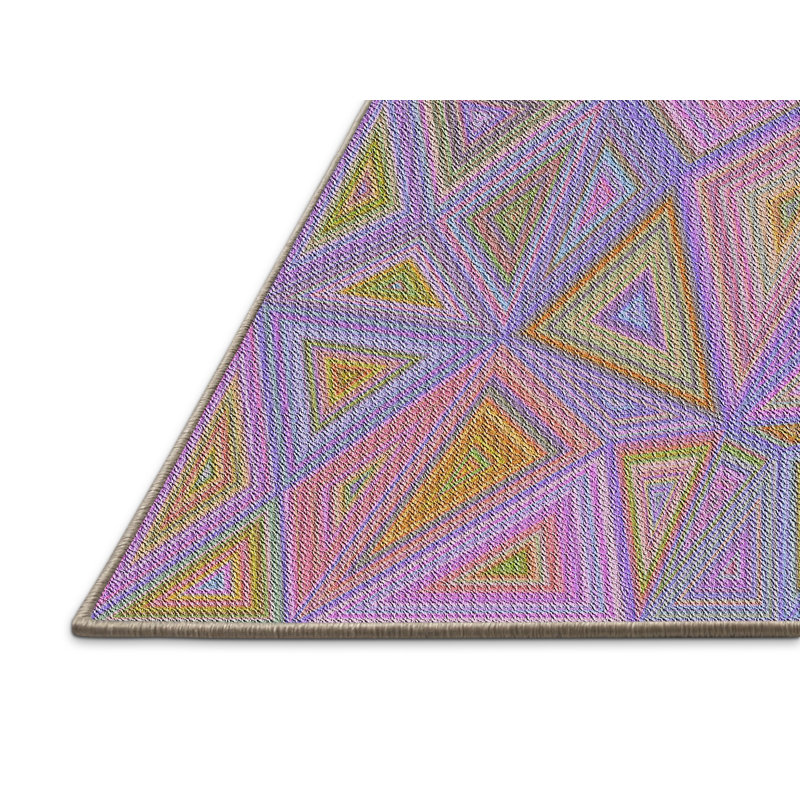 Tapis décoratif rose géométrique Schoenfeld, Rectangle 5 pi x 7 pi