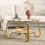 Table basse en verre trempé à double couche Retro Minimalist, 31,5 x 17,7 pouces, structure en métal doré pour un attrait esthétique