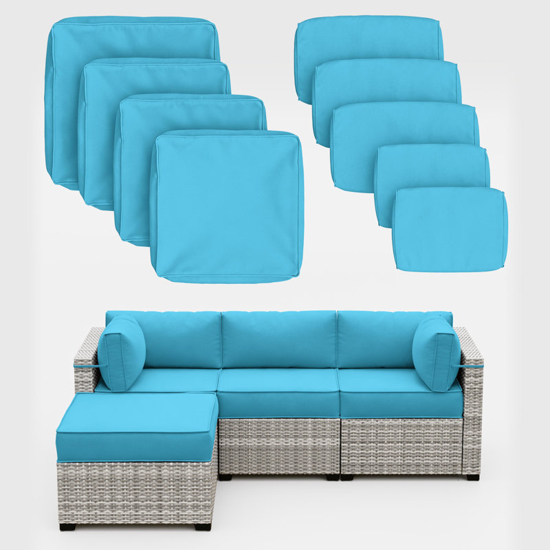 9 Pcs Outdoor Patio Cushions Covers With 4 Size，Covers Only, Lake Blue