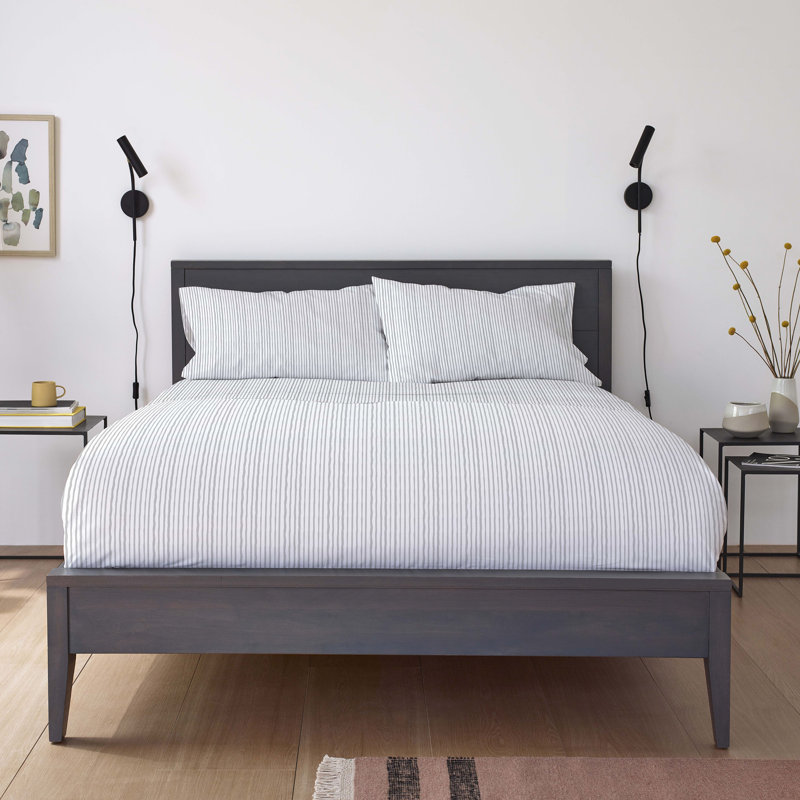 Clean Design Home Birch T300 Percale Grey Sheet Set, Queen Sheet Set + 2 Standard Pillowcases