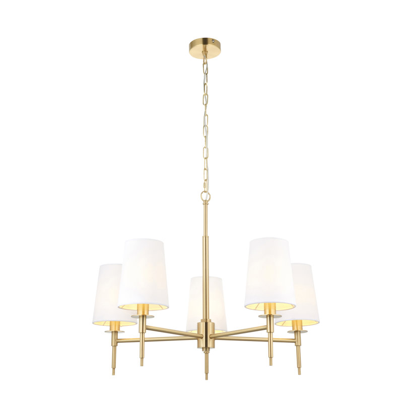 Devi 5 - Light Shaded Chandelier, Satin Brass