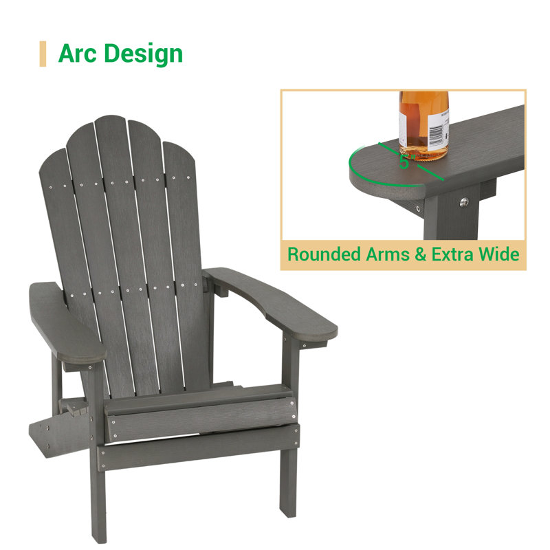Chaise Adirondack Ionie Hips résistante aux intempéries, Gris anthracite