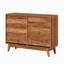 La commode double 6 tiroirs présente un design rétro et biseauté