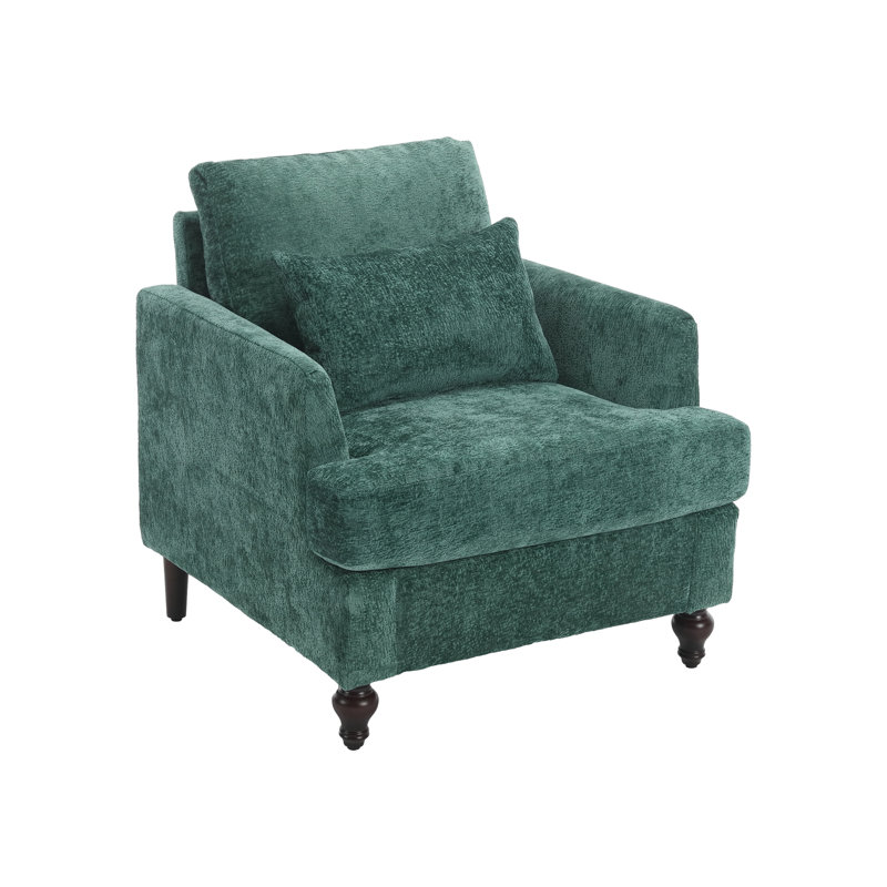 Denzal CAL117 Compliant 29.5'' Wide Chenille Armchair, Green Chenille