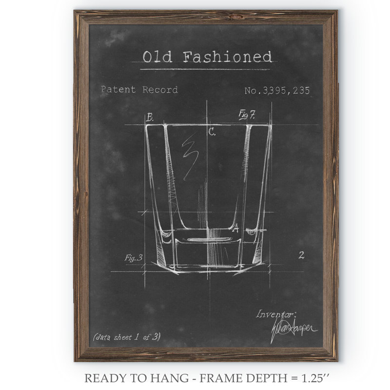 «Barware Blueprint I» par Paul Cezanne - reproduction d'art encadrée, Pas de tapis, H 44 po x l 32 po x P 1,25 po