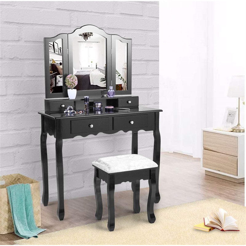 Ensemble de coiffeuse avec tabouret et miroir