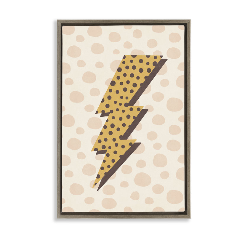 Toile flottante encadrée «D pois Lightning Bolt» par Nataly White, Cadre flottant orme Montalcino, H 31 po x l 21 po