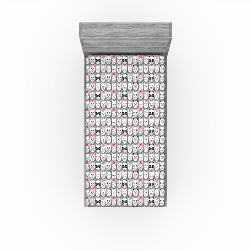 Ensemble de 2 draps-housse pour chat Ambesonne, Drap-housse de taille simple