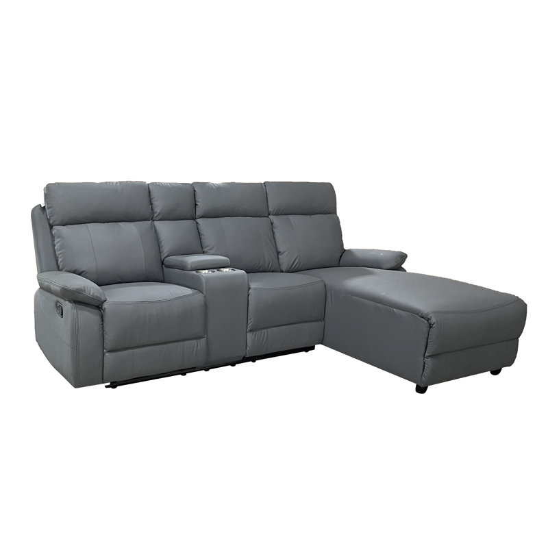 4 Seater Leather Sofa, Grey