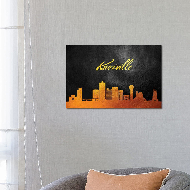 Knoxville Tennessee Gold Skyline by Adrian Baldovino - Wrapped Canvas Print, 66.04 cm H x 45.72 cm W x 3.175 cm D