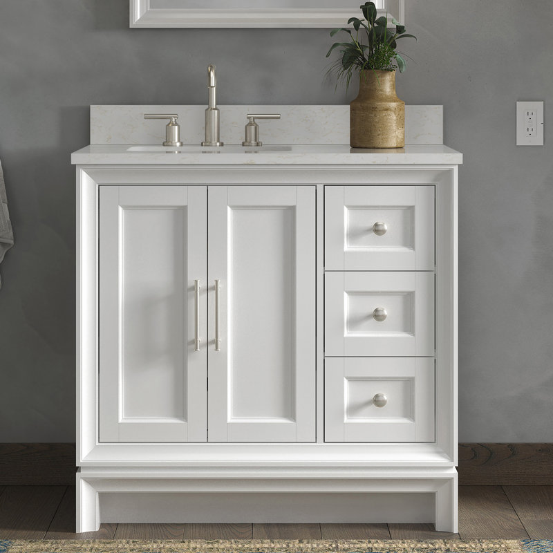 Meuble-lavabo blanc 36 po Anaheim, 8 po, White