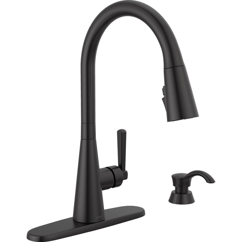 Boyd Pull Down Sprayer Kitchen Sink Faucet with Matching Soap Dispenser, Matte Black