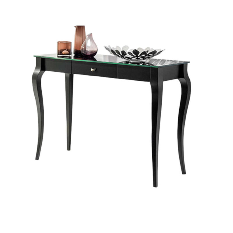 Izatt 110cm Glass Top Console Table, Black