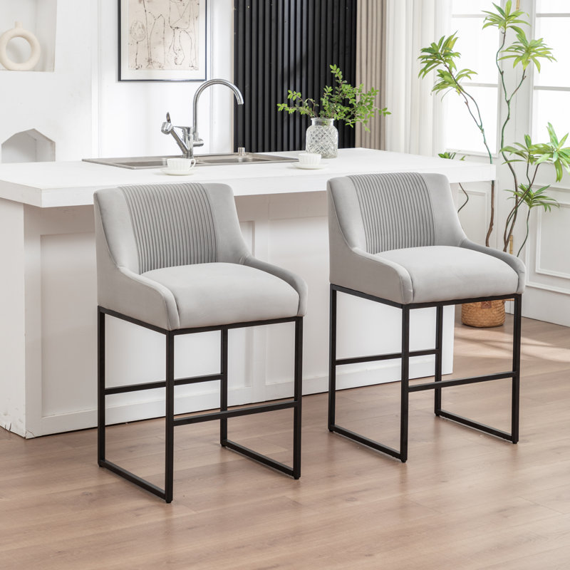 Charney Upholstered Counter Stool, Gray