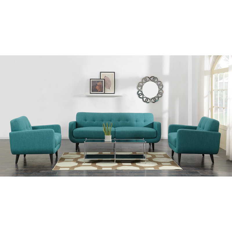 Sofa & Chair Set In Teal, 2 Pcs: Chair, Sofa