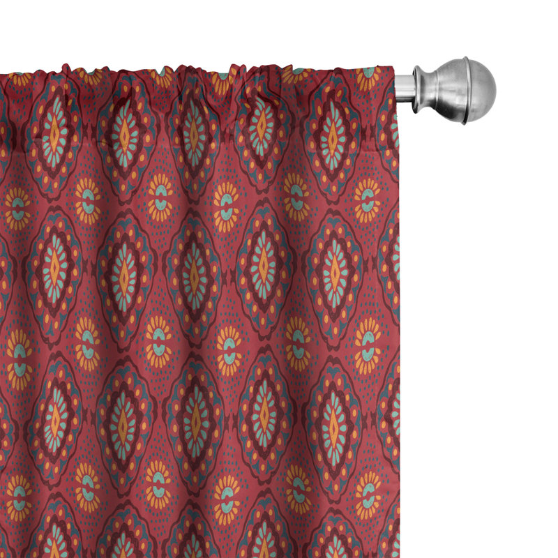 Ethnic Semi-Sheer Rod Pocket Curtain Panels, 28" x 63"