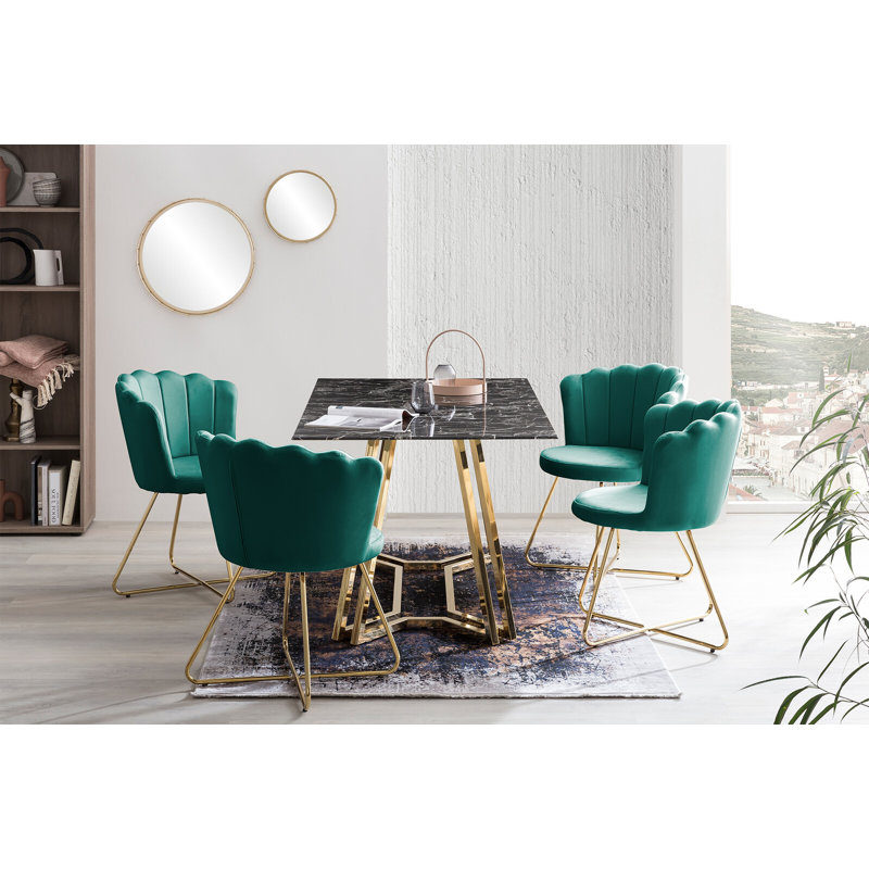 Rejendra 47cm H Upholstered Metal Upholstered Back Parsons Chair, Green