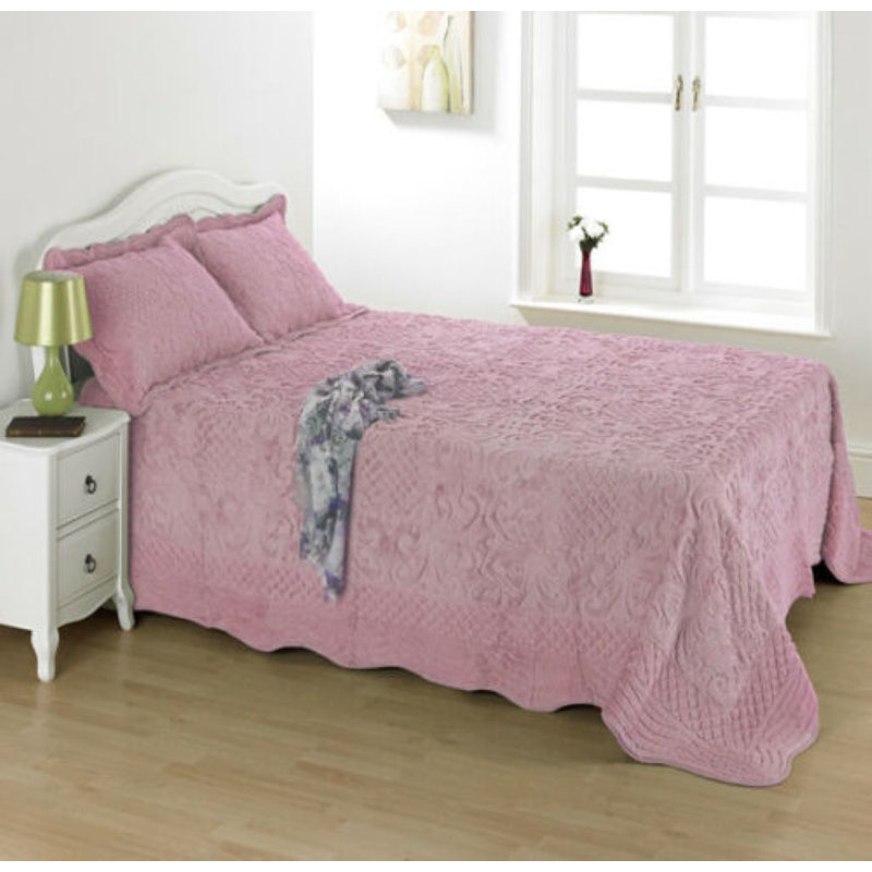 Brambly Cottage Severine Floral Bedspread with Pillow Shams and Pillowcases, 260 x 260 cm, Pink