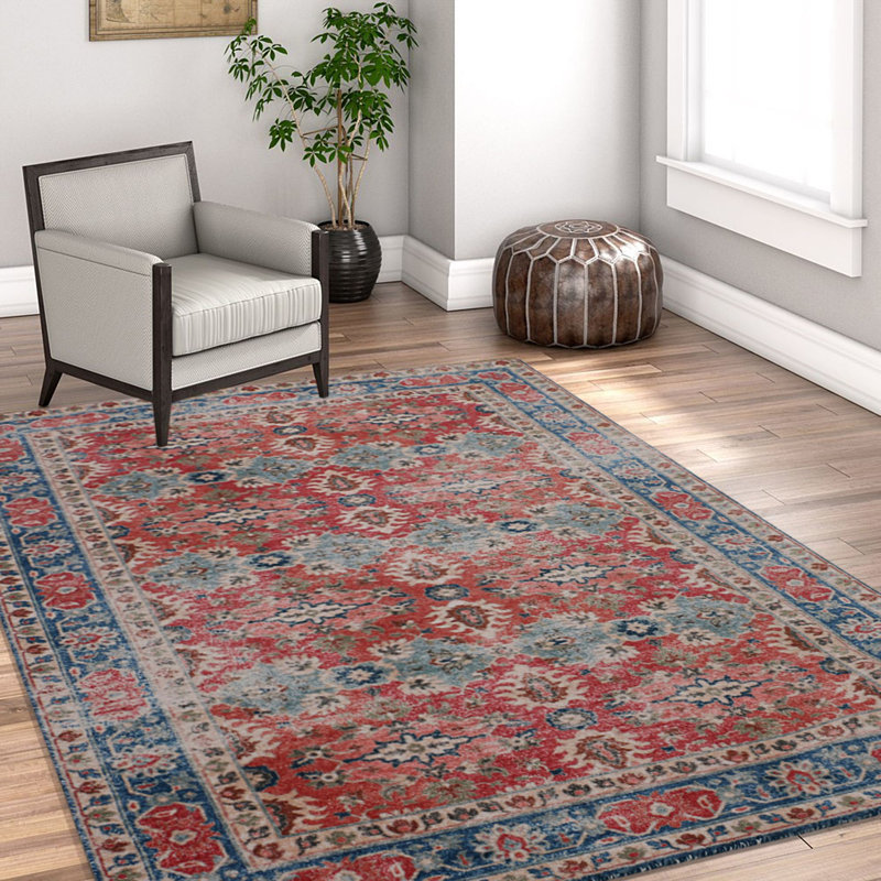 Tapis rouge / bleu / beige Elan, Rectangle 7 pi 6 po x 9 pi 6 po