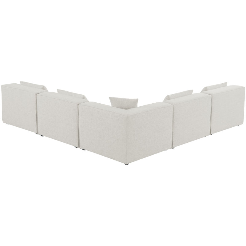 Cube Upholstered L-Shaped Sectional Reversible, Cream Linen Textured Fabric - Armless