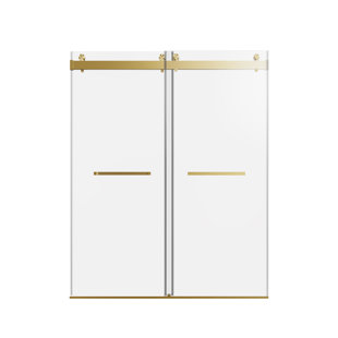 56" - 60" W X 76" H Double Sliding Frameless Shower Door, 3/8" (10Mm) Thickened Sgcc Tempered Glass, Stainless Steel Hardware